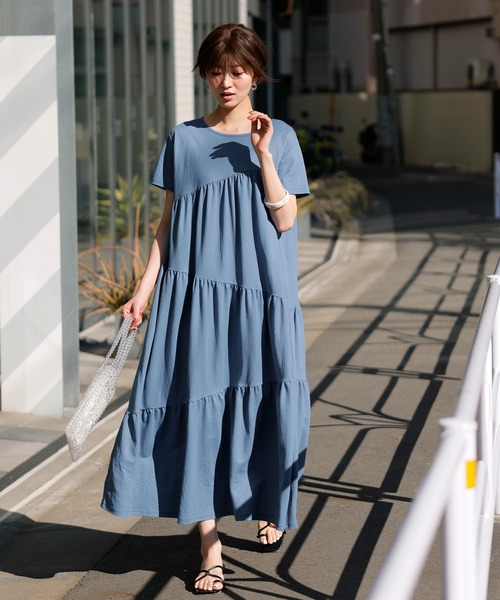 GeeRA(ジーラ)の「接触冷感!ランダムティアードマキシワンピ(ワンピース・レディース・ブラック/ピンク/ブルー・MEDIUM/LARGE/X-LARGE/XX-LARGE)」の11枚目の写真