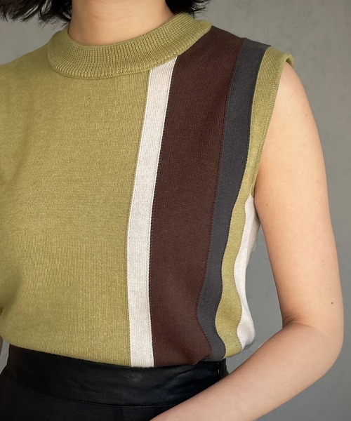 &g'aime（アンジェム）の「【&g’aime】マルチストライプニット（ニット/セーター・レディース・グレー/チャコール/グレイッシュベージュ/ライトグリーン・FREE）」の18枚目の写真