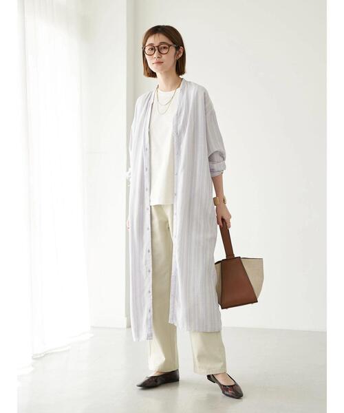 earth music&ecology（アースミュージックアンドエコロジー）の「麻混バックギャザードルマンワンピース(柄)（ワンピース・レディース・ストライプ/ベージュ系その他2・FREE）」の10枚目の写真