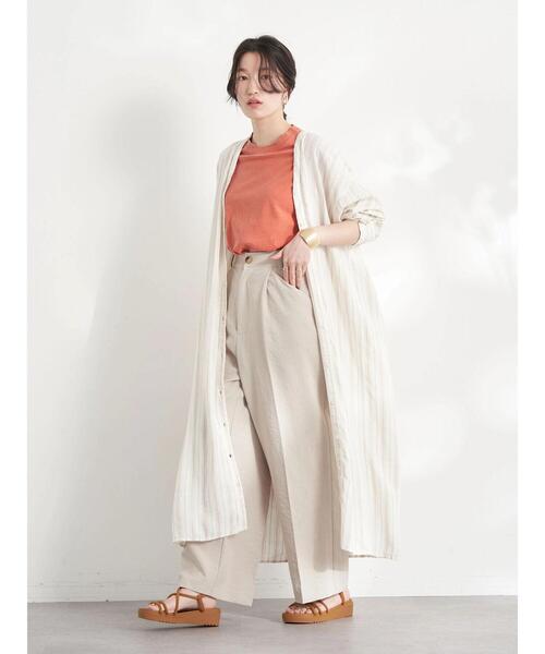 earth music&ecology（アースミュージックアンドエコロジー）の「麻混バックギャザードルマンワンピース(柄)（ワンピース・レディース・ストライプ/ベージュ系その他2・FREE）」の19枚目の写真