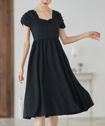 tocco closet | くるみ飾り釦付きギャザースリーブスクエアネックワンピース(ワンピース)