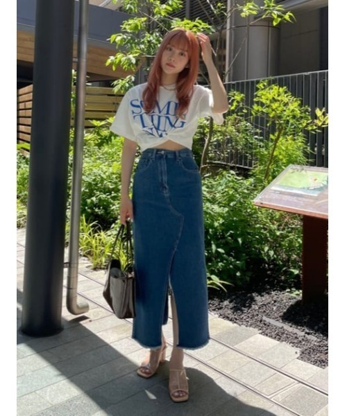 MOUSSY（マウジー）の「SOMETHING NEW Tシャツ（Tシャツ/カットソー・レディース・ホワイト/ネイビー/キナリ・FREE）」の21枚目の写真
