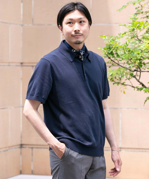 URBAN RESEARCH DOORS(アーバンリサーチドアーズ)の「LIFE STYLE TAILOR ニット半袖プルオーバー(ポロシャツ・メンズ・ネイビー/グレー/イエロー/ブルー・MEDIUM/LARGE)」の2枚目の写真