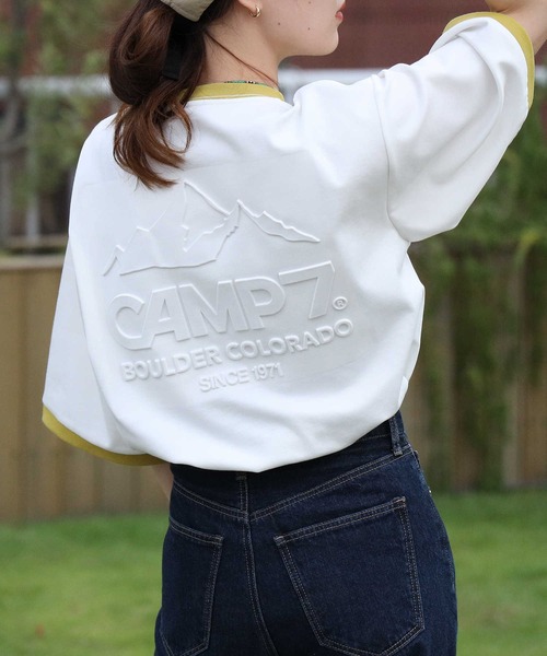 CAMP7（キャンプセブン）の「【CAMP7】バックエンボスポケＴシャツ（Tシャツ/カットソー・レディース・パープル/ネイビー/ホワイト・M/L）」の2枚目の写真