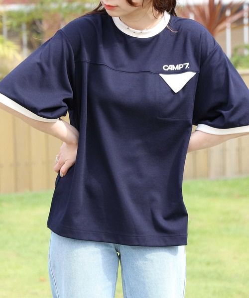 CAMP7（キャンプセブン）の「【CAMP7】バックエンボスポケＴシャツ（Tシャツ/カットソー・レディース・パープル/ネイビー/ホワイト・M/L）」の12枚目の写真