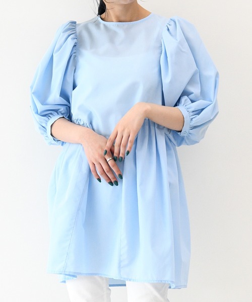 sango（sango）の「ブロードギャザーチュニックブラウス（シャツ/ブラウス・レディース・ホワイト/ブラック/ブルー/グリーン・FREE）」の4枚目の写真