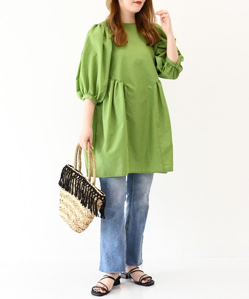 sango（sango）の「ブロードギャザーチュニックブラウス（シャツ/ブラウス・レディース・ホワイト/ブラック/ブルー/グリーン・FREE）」の17枚目の写真