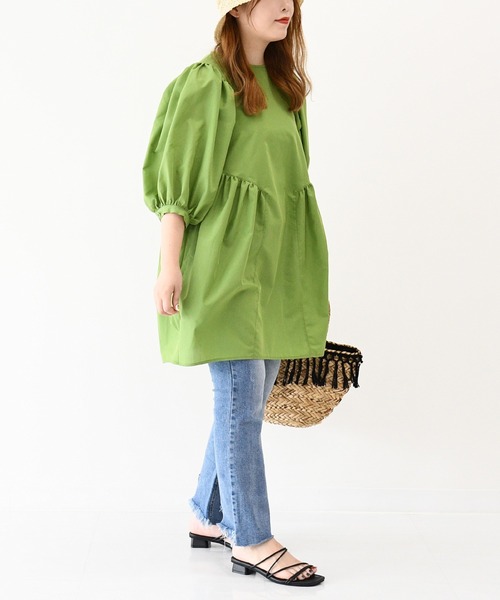 sango（sango）の「ブロードギャザーチュニックブラウス（シャツ/ブラウス・レディース・ホワイト/ブラック/ブルー/グリーン・FREE）」の18枚目の写真