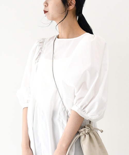 sango（sango）の「ブロードギャザーチュニックブラウス（シャツ/ブラウス・レディース・ホワイト/ブラック/ブルー/グリーン・FREE）」の8枚目の写真