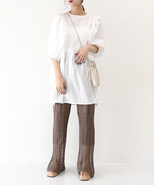 sango（sango）の「ブロードギャザーチュニックブラウス（シャツ/ブラウス・レディース・ホワイト/ブラック/ブルー/グリーン・FREE）」の9枚目の写真