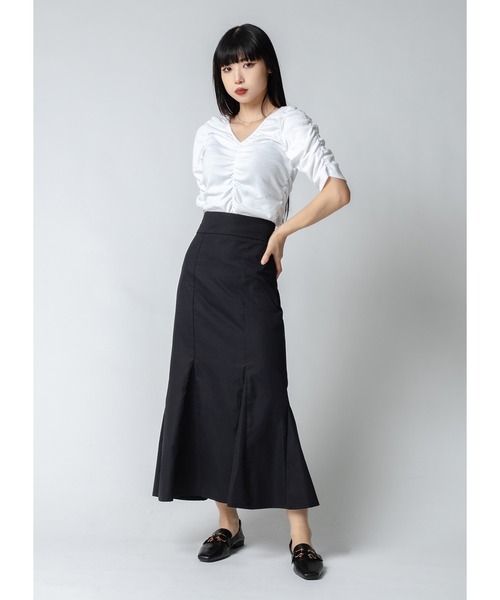 Adoon plain(アドーンプレーン)の「シャーリングトップス(Tシャツ/カットソー・レディース・ホワイト/ブラック/パープル・FREE)」の9枚目の写真