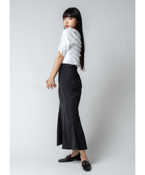 Adoon plain(アドーンプレーン)の「シャーリングトップス(Tシャツ/カットソー・レディース・ホワイト/ブラック/パープル・FREE)」の10枚目の写真