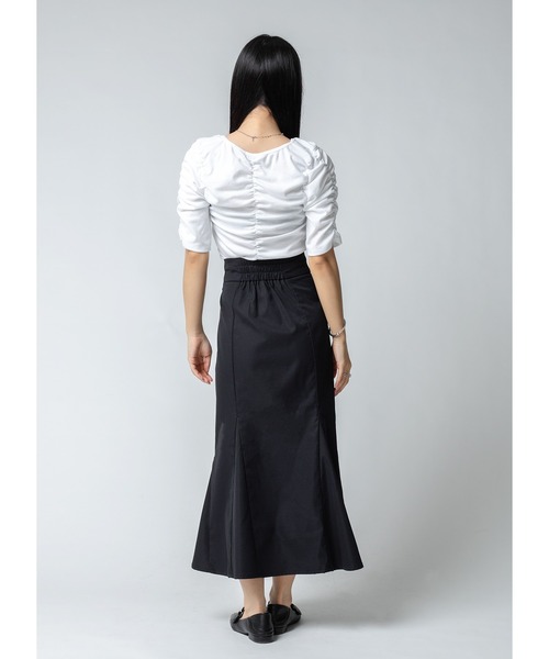 Adoon plain(アドーンプレーン)の「シャーリングトップス(Tシャツ/カットソー・レディース・ホワイト/ブラック/パープル・FREE)」の11枚目の写真