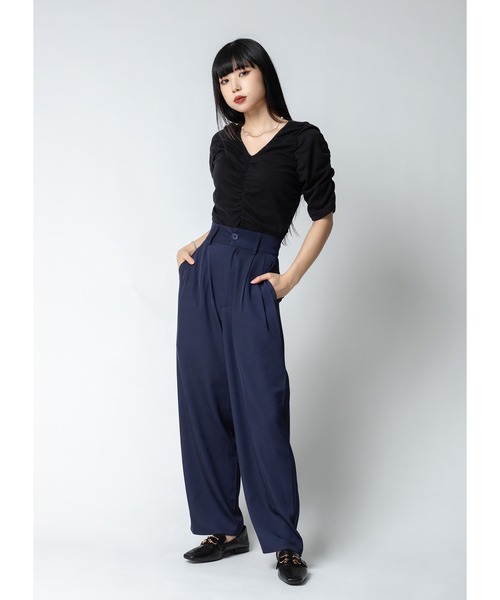 Adoon plain(アドーンプレーン)の「シャーリングトップス(Tシャツ/カットソー・レディース・ホワイト/ブラック/パープル・FREE)」の15枚目の写真