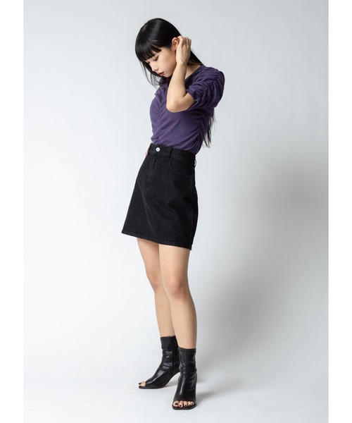 Adoon plain(アドーンプレーン)の「シャーリングトップス(Tシャツ/カットソー・レディース・ホワイト/ブラック/パープル・FREE)」の21枚目の写真