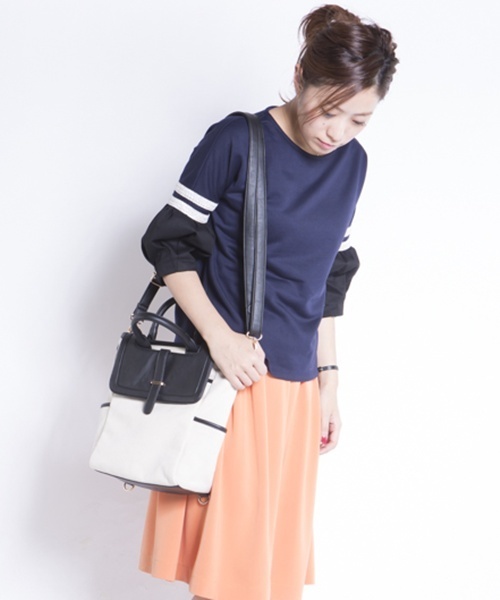 mystic（ミスティック）の「キャンバス2WAYBAG（トートバッグ・レディース・キャメル/ブラック・ﾌﾘ-）」の3枚目の写真