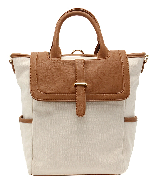 mystic（ミスティック）の「キャンバス2WAYBAG（トートバッグ・レディース・キャメル/ブラック・ﾌﾘ-）」の4枚目の写真