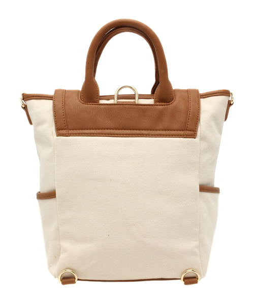 mystic（ミスティック）の「キャンバス2WAYBAG（トートバッグ・レディース・キャメル/ブラック・ﾌﾘ-）」の6枚目の写真