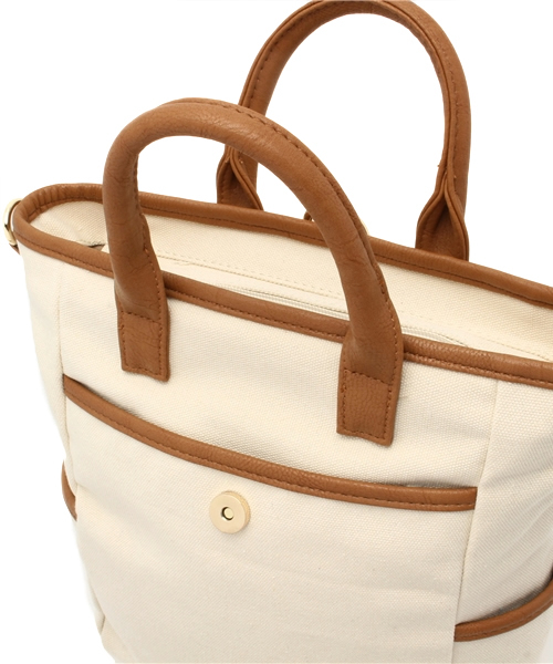 mystic（ミスティック）の「キャンバス2WAYBAG（トートバッグ・レディース・キャメル/ブラック・ﾌﾘ-）」の9枚目の写真