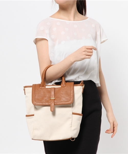 mystic（ミスティック）の「キャンバス2WAYBAG（トートバッグ・レディース・キャメル/ブラック・ﾌﾘ-）」の18枚目の写真