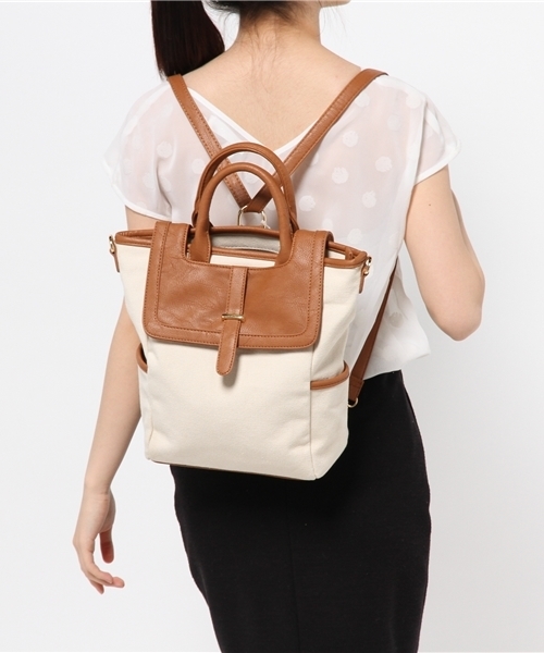 mystic（ミスティック）の「キャンバス2WAYBAG（トートバッグ・レディース・キャメル/ブラック・ﾌﾘ-）」の11枚目の写真