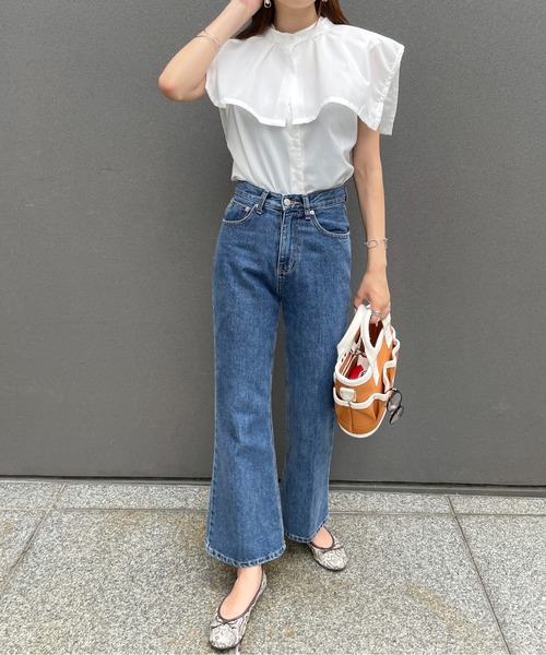 StyleSea（スタイルシー）の「センタープレスストレートデニムパンツ（デニムパンツ・レディース・インディゴブルー・FREE）」の7枚目の写真