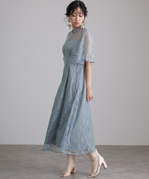 atlo（アトロ）の「ミモレ丈&袖あり フォーマル 同窓会 総レース 大きいサイズ 結婚式 パーティー ドレス オケージョンドレス お呼ばれ 二次会 成人式 謝恩会 20代 30代（ドレス・レディース・ネイビー/サックスブルー系/ワインレッド/ブラック・M/XL/S/L）」の21枚目の写真