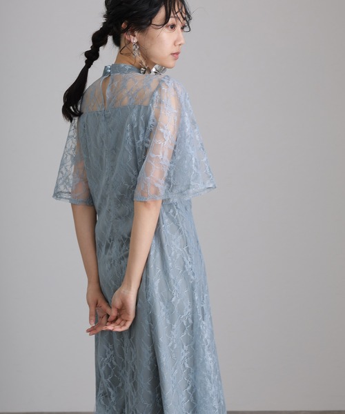 atlo(アトロ)の「ミモレ丈&袖あり フォーマル 同窓会 総レース 大きいサイズ 結婚式 パーティー ドレス オケージョンドレス お呼ばれ 二次会 成人式 謝恩会 20代 30代(ドレス・レディース・ネイビー/サックスブルー系/ワインレッド/ブラック・M/XL/S/L)」の20枚目の写真