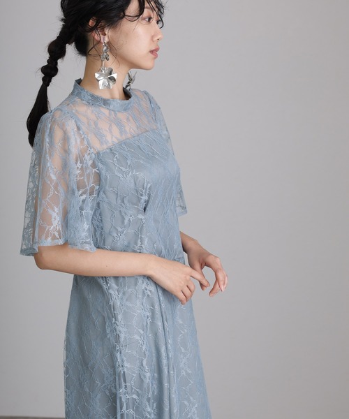 atlo(アトロ)の「ミモレ丈&袖あり フォーマル 同窓会 総レース 大きいサイズ 結婚式 パーティー ドレス オケージョンドレス お呼ばれ 二次会 成人式 謝恩会 20代 30代(ドレス・レディース・ネイビー/サックスブルー系/ワインレッド/ブラック・M/XL/S/L)」の21枚目の写真