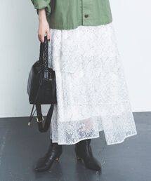 le.coeur blanc | バイカラーレースティアードスカート(スカート)