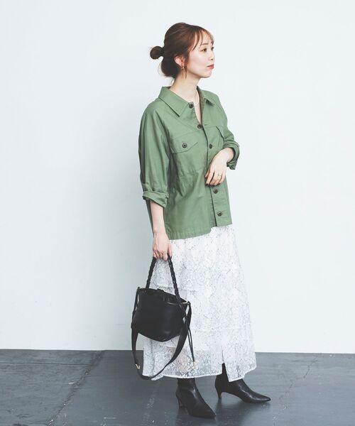 le.coeur blanc（ルクールブラン）の「バイカラーレースティアードスカート（スカート・レディース・オフホワイト・38）」の10枚目の写真