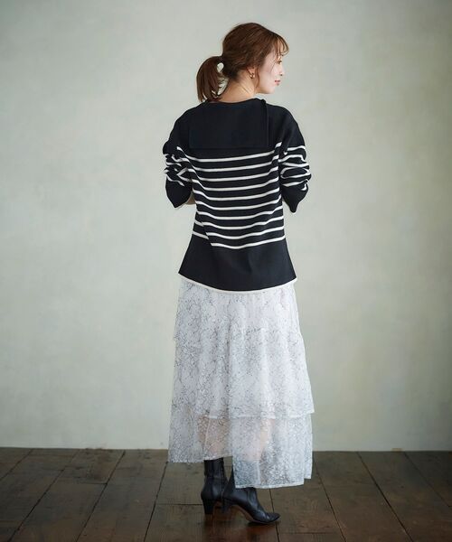 le.coeur blanc（ルクールブラン）の「バイカラーレースティアードスカート（スカート・レディース・オフホワイト・38）」の9枚目の写真