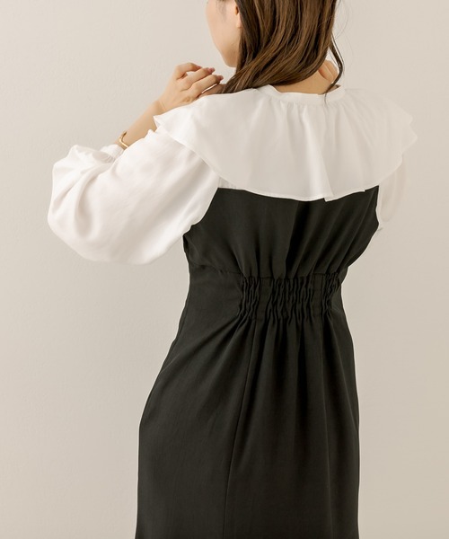 OLIVE des OLIVE（オリーブデオリーブ）の「ラッフルカラ―ドッキングワンピース（ワンピース・レディース・ブラック/ダークブラウン/ブラウン・FREE）」の9枚目の写真