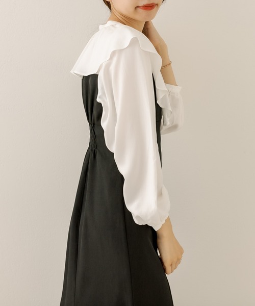 OLIVE des OLIVE（オリーブデオリーブ）の「ラッフルカラ―ドッキングワンピース（ワンピース・レディース・ブラック/ダークブラウン/ブラウン・FREE）」の8枚目の写真