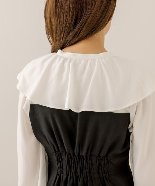 OLIVE des OLIVE（オリーブデオリーブ）の「ラッフルカラ―ドッキングワンピース（ワンピース・レディース・ブラック/ダークブラウン/ブラウン・FREE）」の19枚目の写真