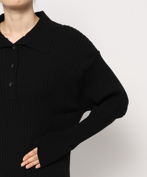 yuw（ユウ）の「リブポロニットLS 123217（カーディガン