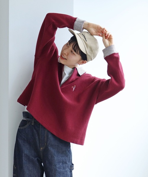PAR ICI（パーリッシィ）の「CHUNKY リブライン衿付き刺繍プルオーバー