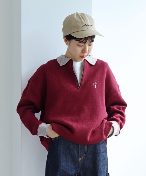 PAR ICI CHUNKY リブライン衿付き刺繍プルオーバー PAR ICI（パーリッシィ）の「CHUNKY リブライン衿付き刺繍プルオーバー
