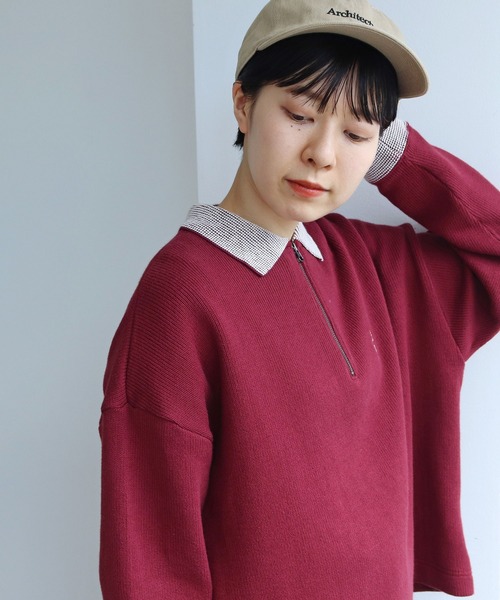 PAR ICI CHUNKY リブライン衿付き刺繍プルオーバー PAR ICI（パーリッシィ）の「CHUNKY リブライン衿付き刺繍プルオーバー