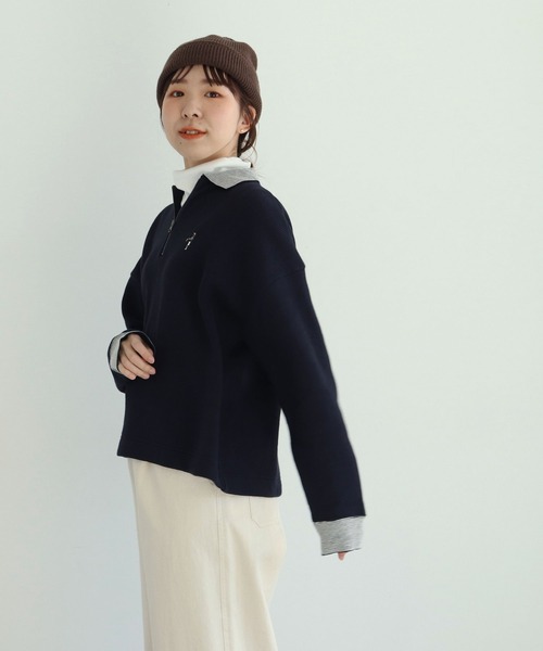 PAR ICI CHUNKY リブライン衿付き刺繍プルオーバー PAR ICI（パーリッシィ）の「CHUNKY リブライン衿付き刺繍プルオーバー