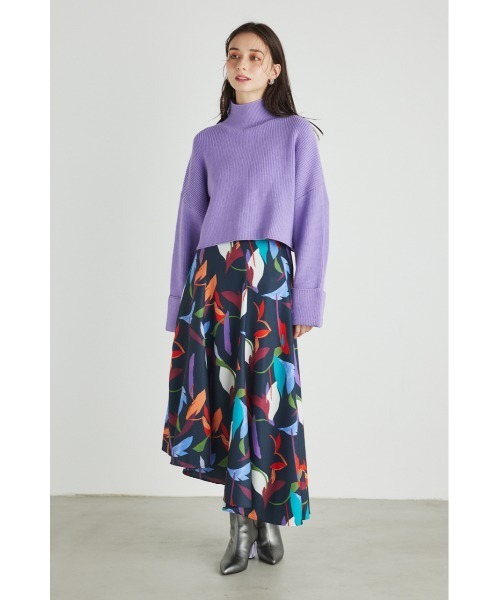 rienda(リエンダ)の「ターンアップスリーブクロップドニットトップス(ニット/セーター・レディース・ブラック/アイボリー/ピンク/グリーン/パープル・FREE)」の19枚目の写真