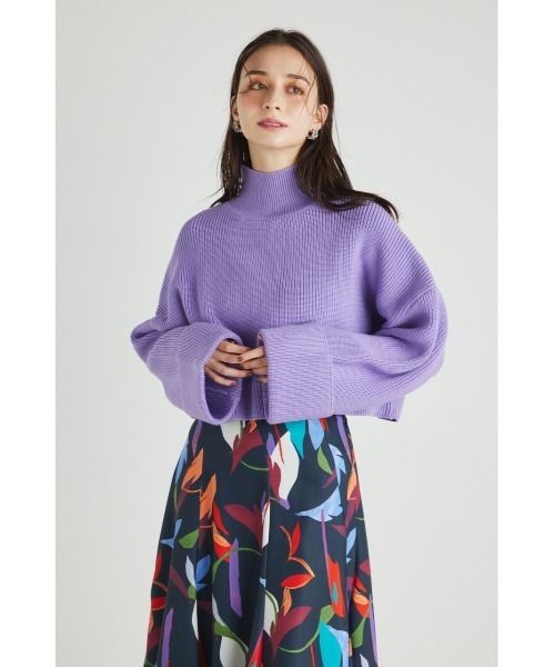 rienda(リエンダ)の「ターンアップスリーブクロップドニットトップス(ニット/セーター・レディース・ブラック/アイボリー/ピンク/グリーン/パープル・FREE)」の20枚目の写真