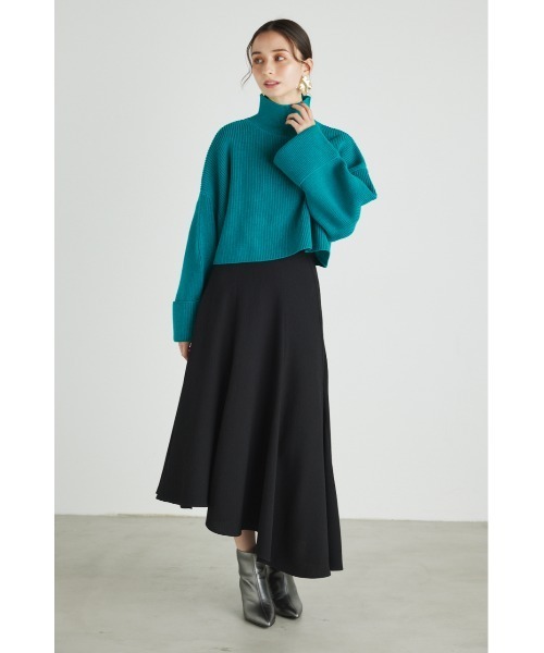 rienda(リエンダ)の「ターンアップスリーブクロップドニットトップス(ニット/セーター・レディース・ブラック/アイボリー/ピンク/グリーン/パープル・FREE)」の16枚目の写真