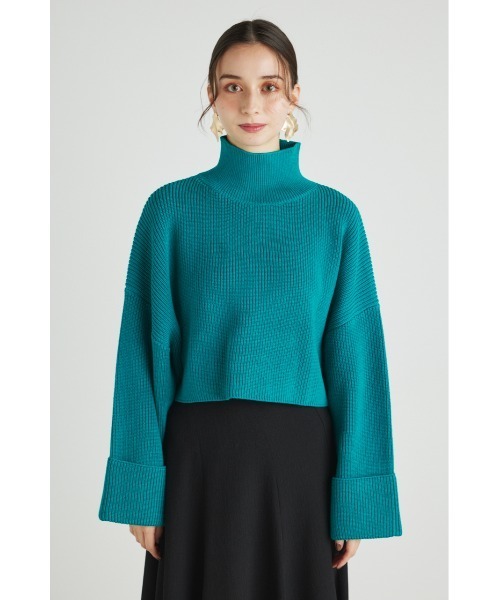 rienda(リエンダ)の「ターンアップスリーブクロップドニットトップス(ニット/セーター・レディース・ブラック/アイボリー/ピンク/グリーン/パープル・FREE)」の17枚目の写真