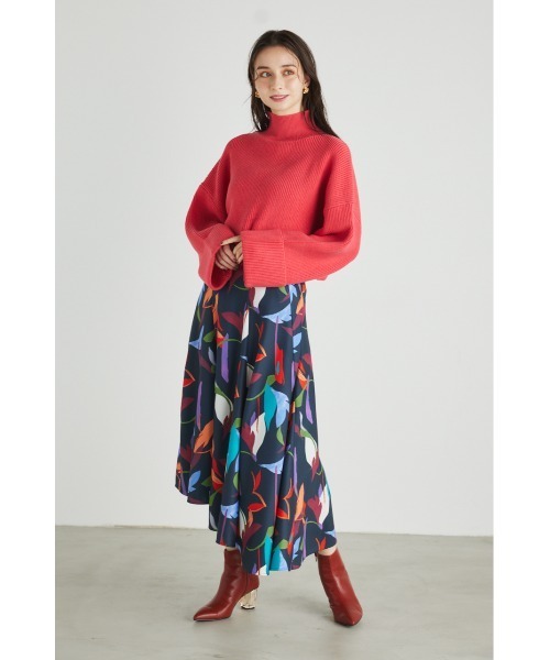 rienda(リエンダ)の「ターンアップスリーブクロップドニットトップス(ニット/セーター・レディース・ブラック/アイボリー/ピンク/グリーン/パープル・FREE)」の7枚目の写真