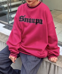【Snap club】リブラインカレッジロゴスウェットプルオーバー