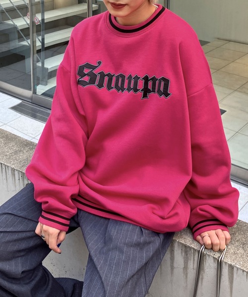 Snap club（スナップクラブ）の「【Snap club】リブラインカレッジロゴスウェットプルオーバー（スウェット・メンズ・イエロー/パープル/ピンク/ライトグレー/ブルーグリーン/ブラック/ライトブルー・M/L/XL）」の7枚目の写真