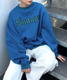 【Snap club】リブラインカレッジロゴスウェットプルオーバー