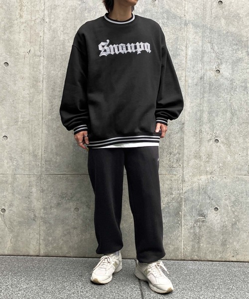 Snap club（スナップクラブ）の「【Snap club】リブラインカレッジロゴスウェットプルオーバー（スウェット・メンズ・イエロー/パープル/ピンク/ライトグレー/ブルーグリーン/ブラック/ライトブルー・M/L/XL）」の11枚目の写真