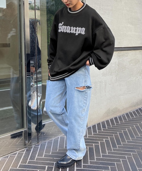 Snap club（スナップクラブ）の「【Snap club】リブラインカレッジロゴスウェットプルオーバー（スウェット・メンズ・イエロー/パープル/ピンク/ライトグレー/ブルーグリーン/ブラック/ライトブルー・M/L/XL）」の19枚目の写真